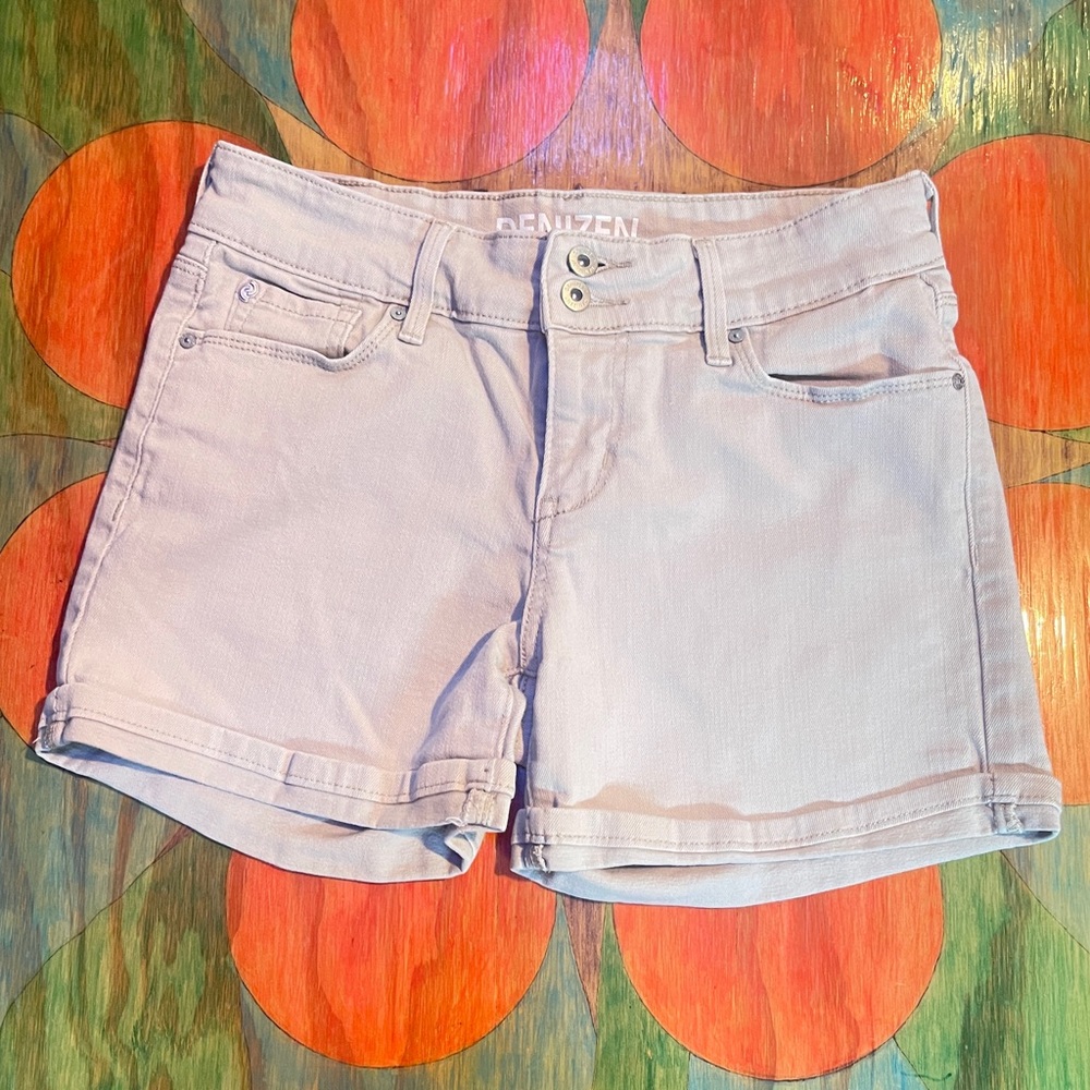 Denizen Levi’s Denim Shorts Waist 28 Cuffed Zip Fly Tan Beige Cotton Elastane